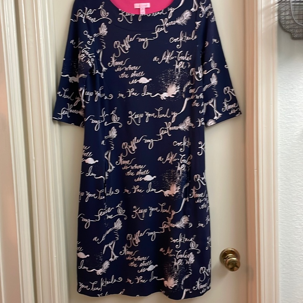 Lilly Pulitzer Sz M Navy print dress with pockets